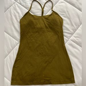 Olive green lululemon power Y tank
